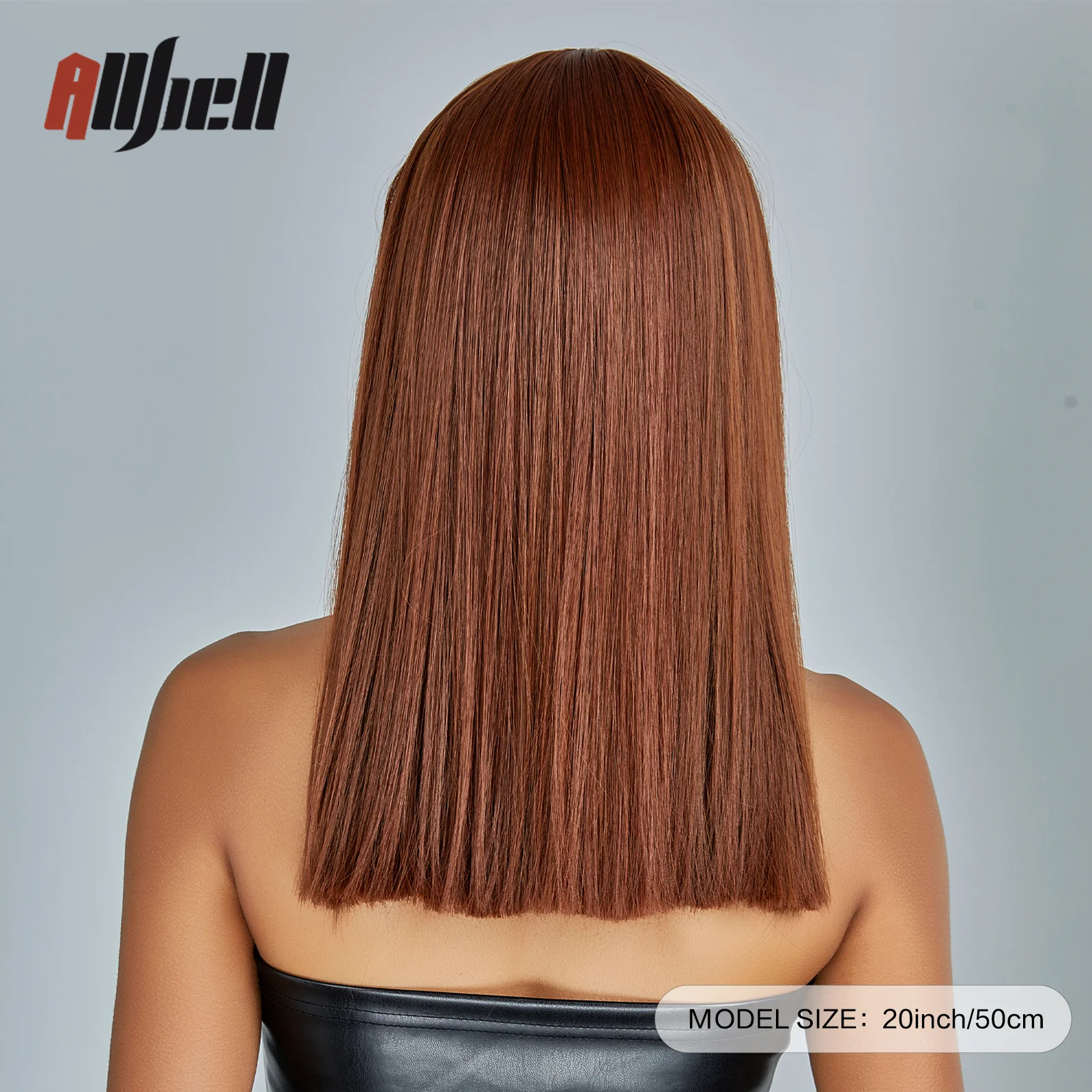 Красно-коричневый парик средней длины с челкой, Синтетические прямые Медно-рыжие Парики для чернокожих женщин, термостойкие прически для Косплея на каждый день