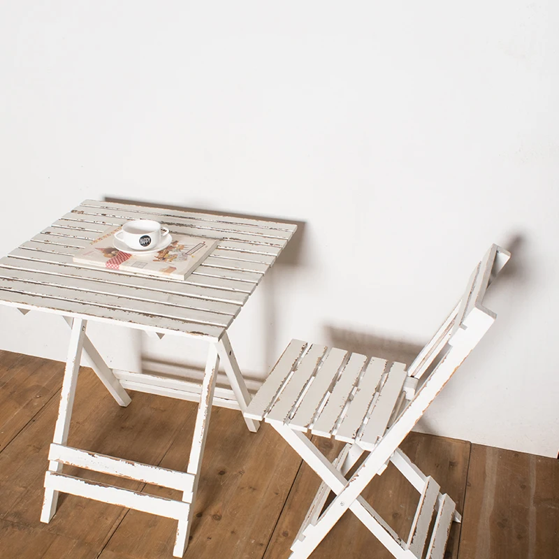маленькие столики и стулья в стиле ретро из массива дерева, украшение двора, подставка для цветов, кафе, балкон, набережная