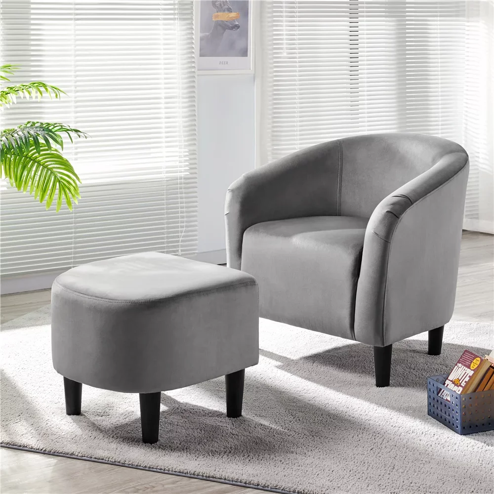 Набор стульев Velvet Club Accent, Серый, Мебель для гостиной, Кресло для гостиной, Удобное, простое и современное, Спальня, гостиная
