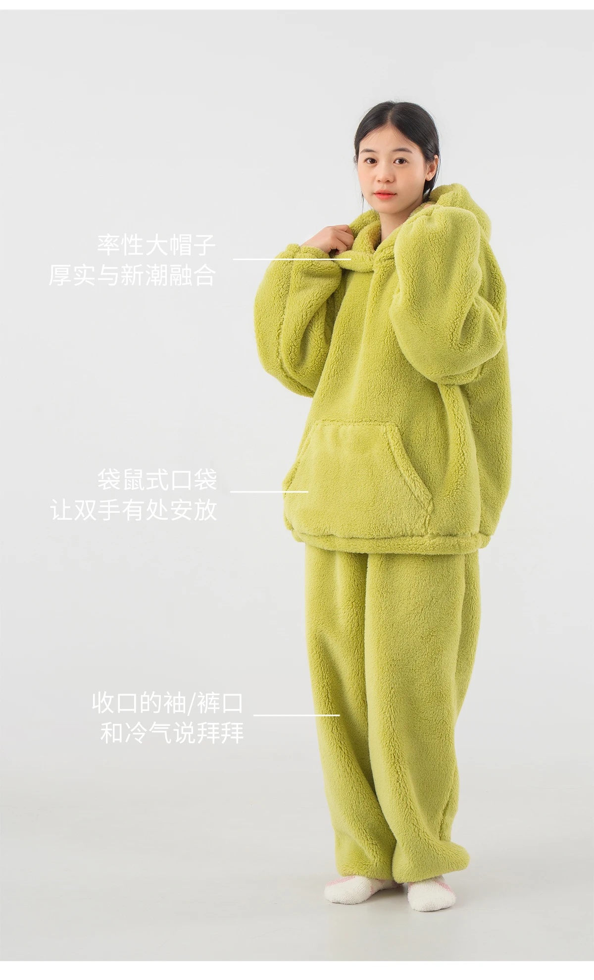 Осенне-зимняя пижама, женский толстый пуловер из кораллового флиса, плюшевый комплект с капюшоном, фланелевая теплая одежда для отдыха