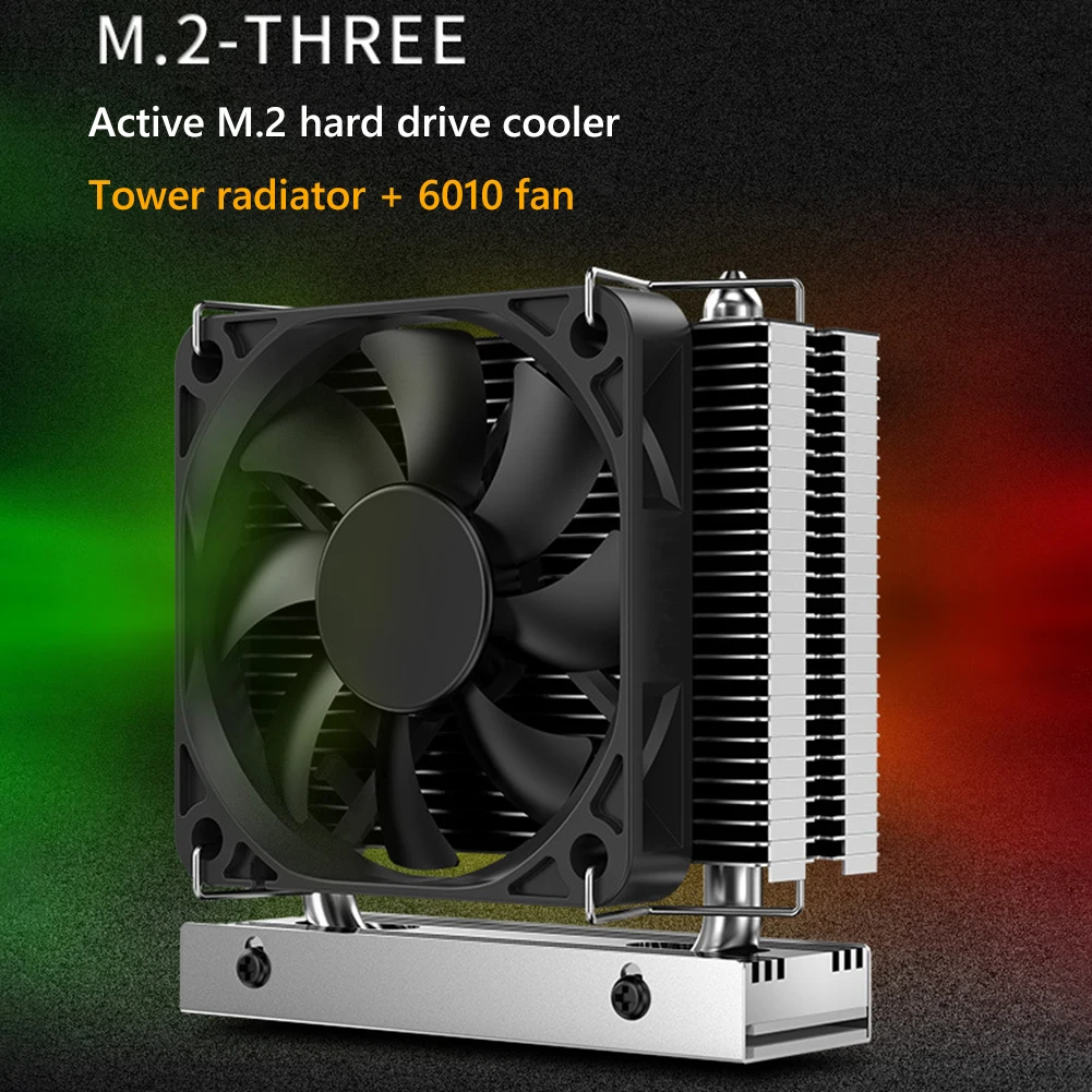 Радиатор твердотельного жесткого диска M.2-THREE M2 2280 с вентилятором 6010 SSD-Радиатор PCI-E 4.0/5.0 Алюминиевый Радиатор Охлаждения Thermal Pad