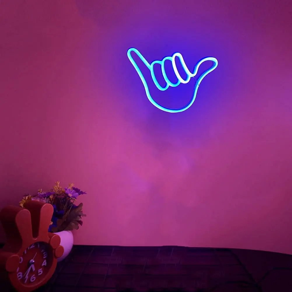 Светодиодная неоновая лампа, креативная неоновая вывеска в форме пальца, Ночная лампа, Подвесная Детская комната, Домашние свадебные украшения, питание от аккумулятора / USB
