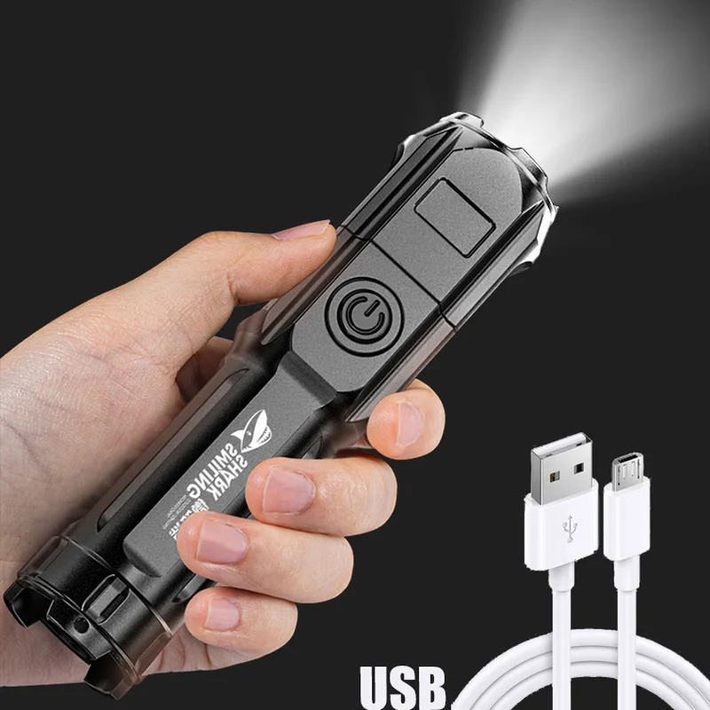 Ультра яркий светодиодный фонарик USB перезаряжаемый масштабируемый тактический фонарь с подсветкой, фонарь для кемпинга, пешего туризма, аварийная лампа