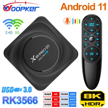 Woopker RK3566 Smart TV BOX 8K Android 11,0 Двойной Wifi 2,4 G/5G 8 ГБ ОЗУ 128 ГБ ПЗУ 32G 64G X88 Pro 20 с Bluetooth 4,2 телеприставкой