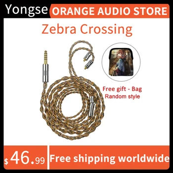 Кабель Обновления наушников YONGSE Zebra Crossing 7N Из Монокристаллической Меди с 4/8 Сердечником 3,5/4,4 мм MMCX/0,78 2Pin Для Timeless S12 Zetian