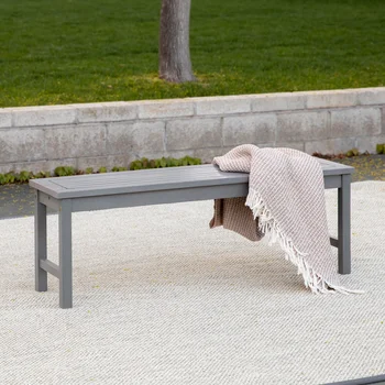 Скамейка для патио из массива дерева на открытом воздухе, серый пляжный стул для мытья