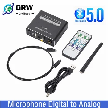 Grwibeou Bluetooth 5,0 Совместимый ЦАП Цифроаналоговый Аудио Конвертер Адаптер Воспроизведения Микрофон Пульт Дистанционного Управления Аудио Декодер
