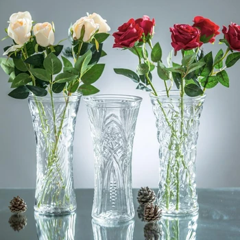 Современная стеклянная ваза для декора обеденного стола с цветами бамбука Lucky и лилии, простой модный стиль, гидропонное растение разных размеров