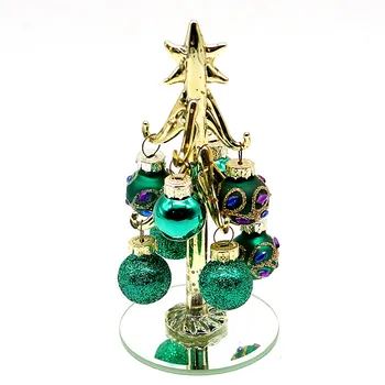 Ручная роспись на заказ, Золотая стеклянная Рождественская елка, скульптура, декор, Подвесной зеленый тон, выдувной полый Рождественский шар, орнамент, подвеска