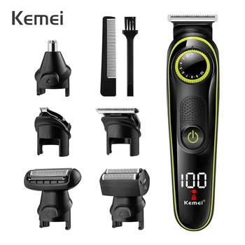 Электрическая машинка для стрижки Kemei, Перезаряжаемый Триммер для мужчин, Бритва, Триммер для носа, Стрижка Бороды, Беспроводная парикмахерская Машинка для стрижки волос