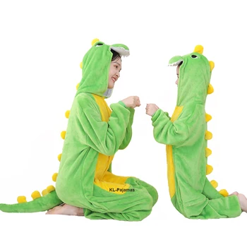 Комбинезоны с динозавром, пижамный комплект Кигуруми для женщин и мужчин, детские фланелевые теплые комбинезоны с капюшоном, костюм для косплея на Хэллоуин