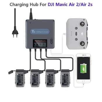 Зарядное Устройство с Цифровым дисплеем 6 в 1 для DJI Mavic Air 2/2S Drone Battery Charging Hub Быстрое Умное Зарядное Устройство с USB