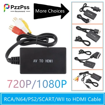 HD 720P/1080P Кабель RCA/N64/PS2/AV + S-VIDEO/SCART/WII-HDMI-Совместимый видео-аудио конвертер для HDTV DVD проектора Nintendo 64