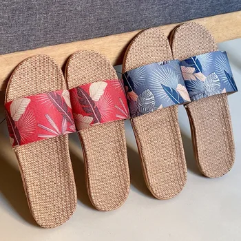 Летние женские льняные тапочки Mntrerm С креативной подошвой Eva, впитывающей пот, Дышащие домашние сандалии для пар