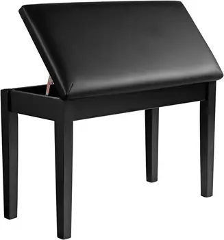 Скамья для фортепиано Duet с мягкой подушкой и отделением для хранения музыки, сиденье для стула для фортепиано, черный ULPB75BK