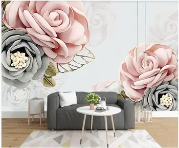 Настенная роспись на заказ, 3D обои, европейские розовые цветы, фон для домашнего декора, фотообои для гостиной