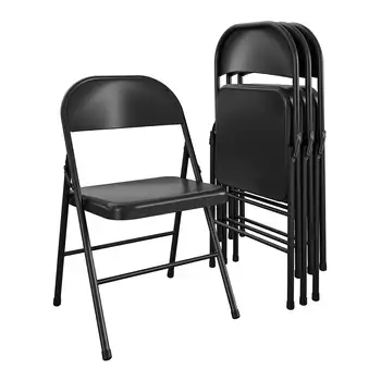Стальной складной стул с опорами (4 упаковки), черный
