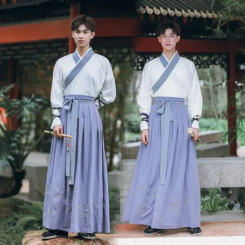 Традиционный двубортный халат в китайском стиле, старинный мужской костюм Hanfu, древние элементы
