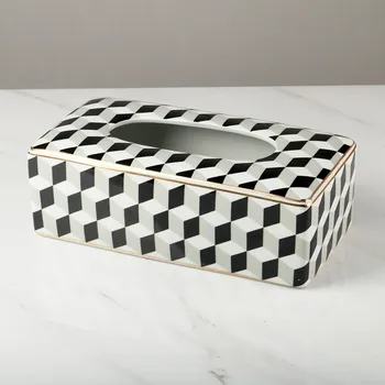 Керамическая Коробка для Салфеток Модный Держатель Для Туалетной бумаги, Вешалка для рулонов в ванной, Фарфоровый Прямоугольник Для хранения на рабочем столе 25.5*13.5*9.5 СМ