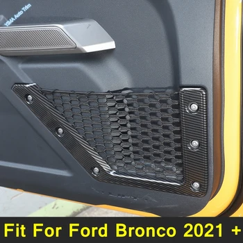 Сетка Для Хранения Двери Автомобиля, Декоративная Рамка, Накладка 4 Шт. Для Ford Bronco 2021 2022, Хром/Углеродное волокно/Красный/Желтый Аксессуары