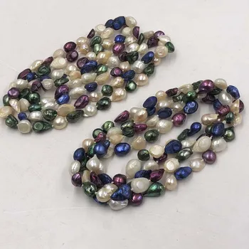 [ELEISPL]  Оптовая продажа, 2 кол-во, Разноцветное ожерелье из пресноводного культивированного жемчуга длиной 118 см #22000453-3