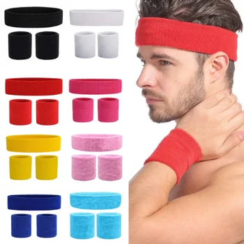 Набор хлопчатобумажных повязок на голову Sweatband, повязка на голову Sweatband, набор браслетов для бега, тенниса, баскетбола