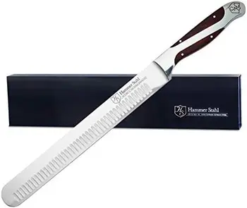 Разделочный Нож, X50CrMoV15 из Кованой Немецкой Высокоуглеродистой Стали для Мяса с Четырехугольной ручкой из Паккавуда - Идеальная Нарезка грудинки K