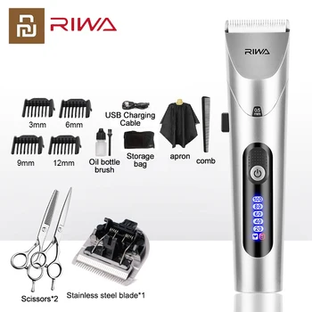 Youpin RIWA Машинка Для Стрижки Волос, Профессиональный Электрический Триммер Для Мужчин Со Светодиодным Экраном, Моющаяся Перезаряжаемая Мужская Мощная Стальная Головка