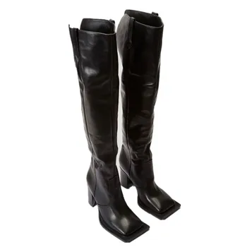 Женская обувь Owen Seak, сапоги выше колена на высоком каблуке, Роскошные кроссовки, осенняя повседневная уличная зимняя обувь черного цвета