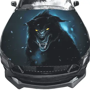 Большой Плохой Черный Волк Виниловая Графическая Наклейка на Капот для грузовика или автомобиля