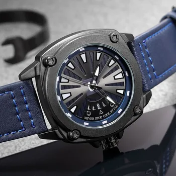 Роскошные брендовые мужские деловые Спортивные часы для отдыха, водонепроницаемые часы с автоматической датой, Модные мужские кожаные наручные часы Relogio Masculin