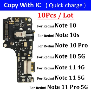 10 Шт. Плата Зарядного устройства PCB Flex Для Xiaomi Redmi Note 10 Note10 Pro 10s 11 Pro 4G 5G Разъем USB-порта Док-станция Для Зарядки Гибкого Кабеля
