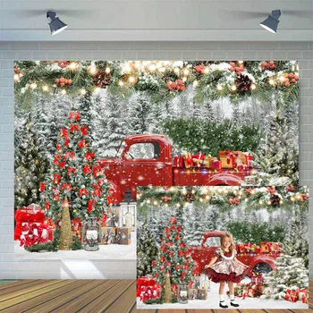 Моксика, Зимний Фон для фотосъемки в сосновом лесу, Рождественский подарок в виде красной машины для маленьких детей, Фон для портретной фотосъемки для студии