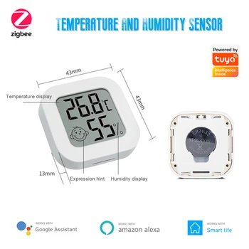 Умный Домашний Термометр Tuya Zigbee Для помещений, монитор температуры и влажности в режиме реального времени, Датчик работает с Alexa Google Assistant