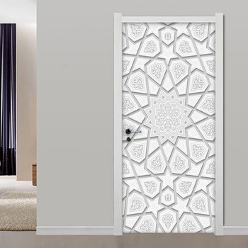Наклейка на дверь, современные 3D обои с абстрактным геометрическим рисунком, Украшение двери в гостиную, ПВХ самоклеящиеся настенные наклейки