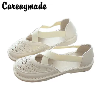 Careaymade-Художественная ретро летняя удобная повседневная обувь в рыбацком стиле, полые туфли на плоской подошве, женские сандалии с перекрестной резинкой во рту