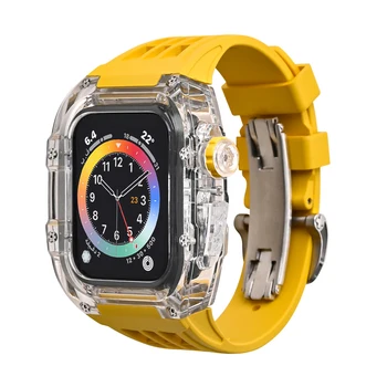 Прозрачный Чехол + ремешок Для Apple Watch 45 мм, ремешок с полным покрытием, Комплект Модификации браслета Для iWatch Серии 8 7 6 5 4 45 мм 44 мм
