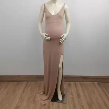Супер эластичный халат, Модальное платье с разрезом сбоку для беременных, Платье-комбинация для беременных, Фотосессия для женщин, Реквизит для фотосъемки, подарок для душа ребенка