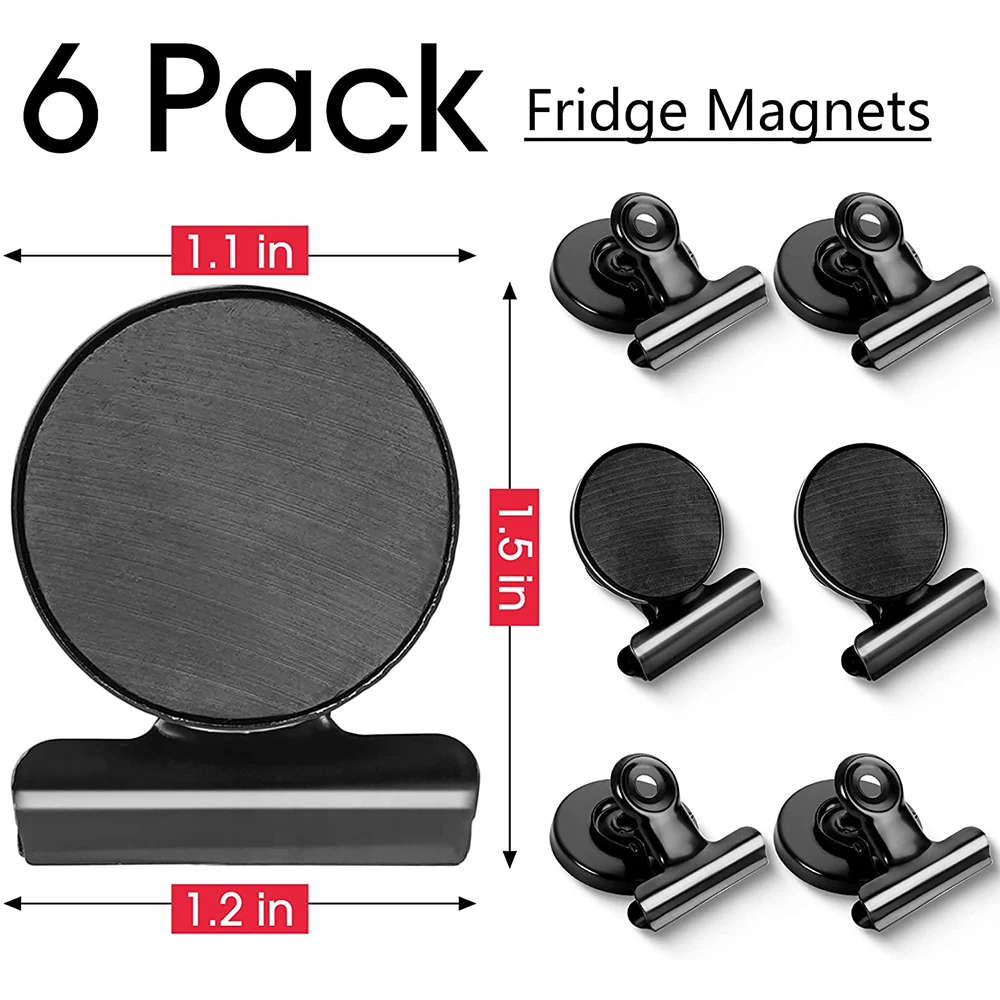 6 ШТ. Круглые магнитные металлические зажимы для заметок для доски на холодильник, прочные клипсы для организации и украшения B99