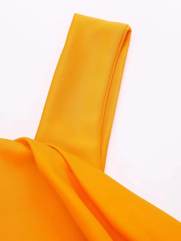 PAILETE Женские модные плиссированные асимметричные укороченные топы на бретелях 2023, винтажные женские майки с асимметричным вырезом и широкими бретелями, mujer