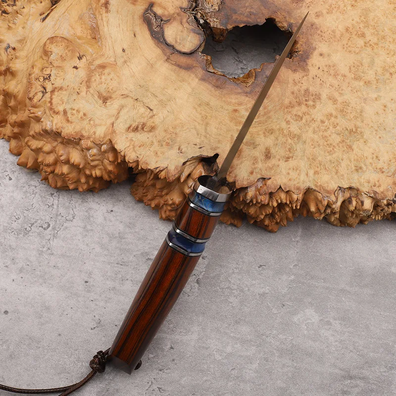 Высококачественный Стальной Нож Uzi Из Пустынного Железа С Деревянной Ручкой, Маленький Прямой Нож Для Выживания На открытом Воздухе, Инструмент EDC Для Кемпинга