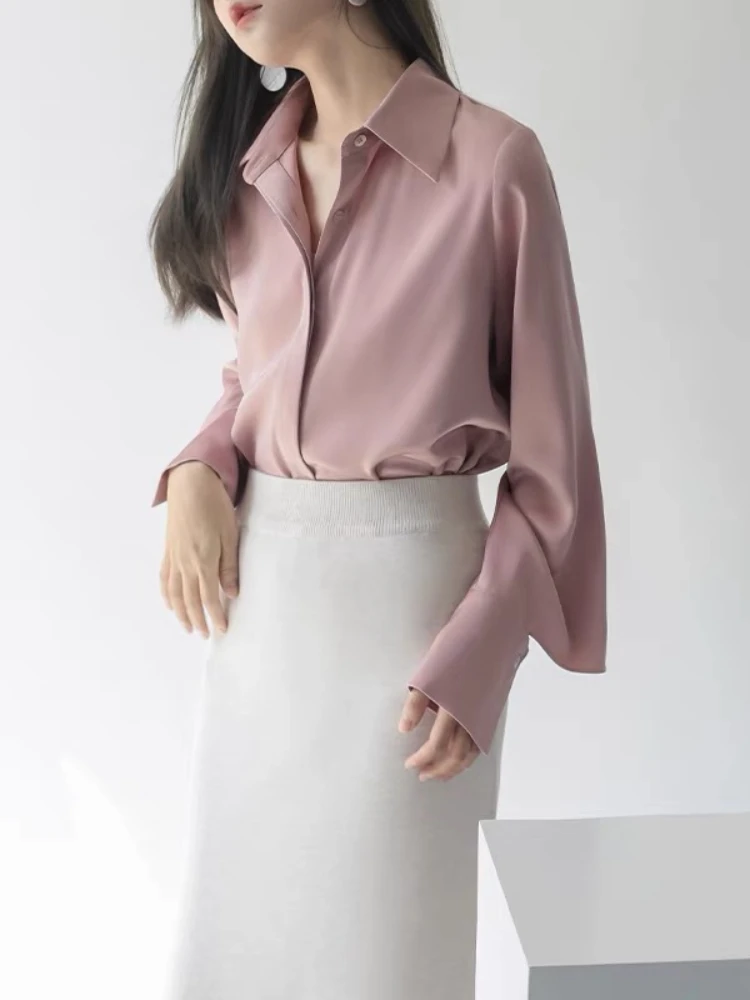 Женская рубашка Корейского издания 2023 Года, Популярный дизайн, Силуэт с длинным рукавом, Элегантная женская рубашка для официальных мероприятий