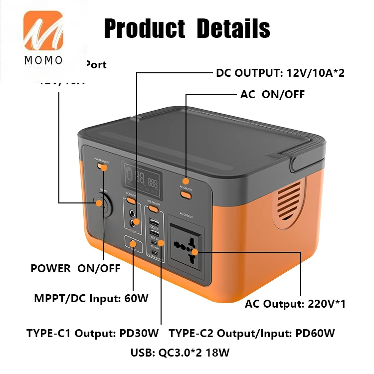 Индивидуальная быстрая зарядка ODM PD ABS PC из огнеупорного материала, портативная электростанция