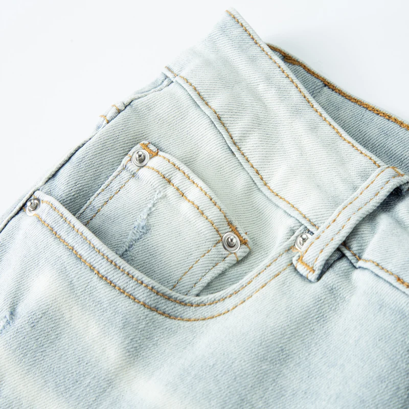 Модные Мужские джинсы в стиле Ретро, светло-Голубые, Стрейчевые, обтягивающие, Рваные Джинсы, Мужские Заплатанные Дизайнерские брюки в стиле хип-хоп, Бренд Hombre