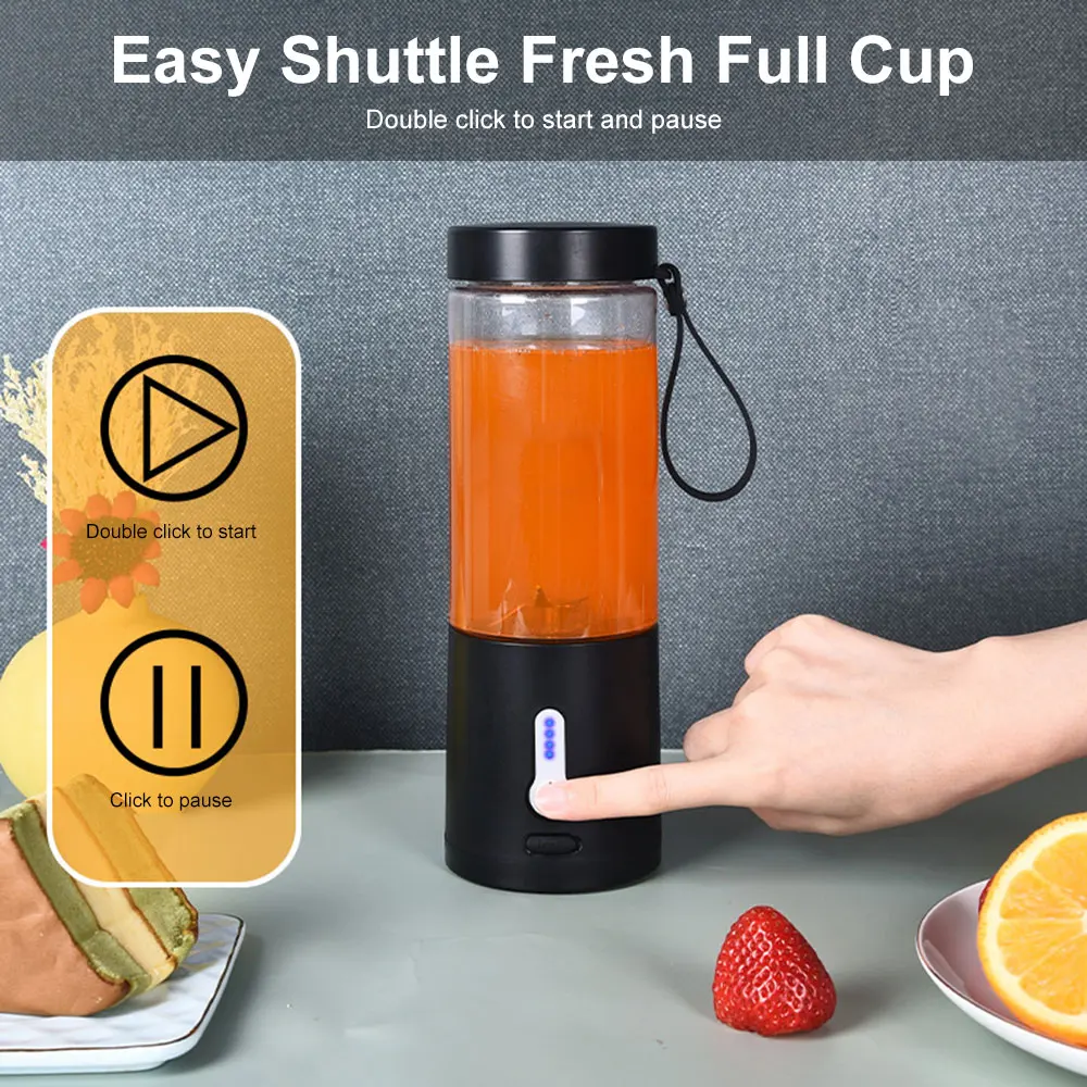 Мощный Блендер Портативная USB Перезаряжаемая Соковыжималка для фруктов, Блендер для свежевыжатого апельсинового сока, для приготовления молочных коктейлей, Смузи, Стаканчик для смешивания