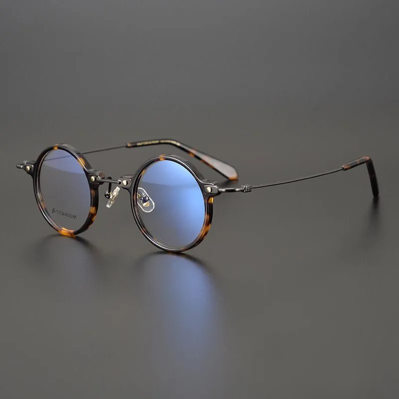 Новое Оригинальное качество Ручной работы, Ретро Круглая ацетатная Титановая оправа Для очков, мужские Брендовые Дизайнерские очки, Суперлегкие очки