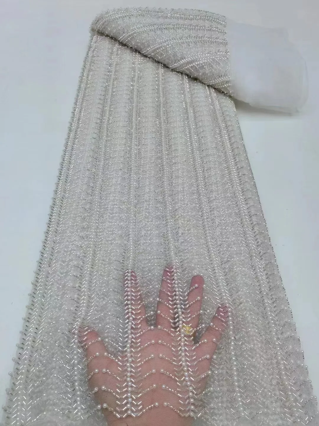 Новое Поступление африканской кружевной Ткани 2023 года, Высококачественная Ткань с пайетками, вышитая бисером, Кружевная ткань с вышивкой для свадебного платья