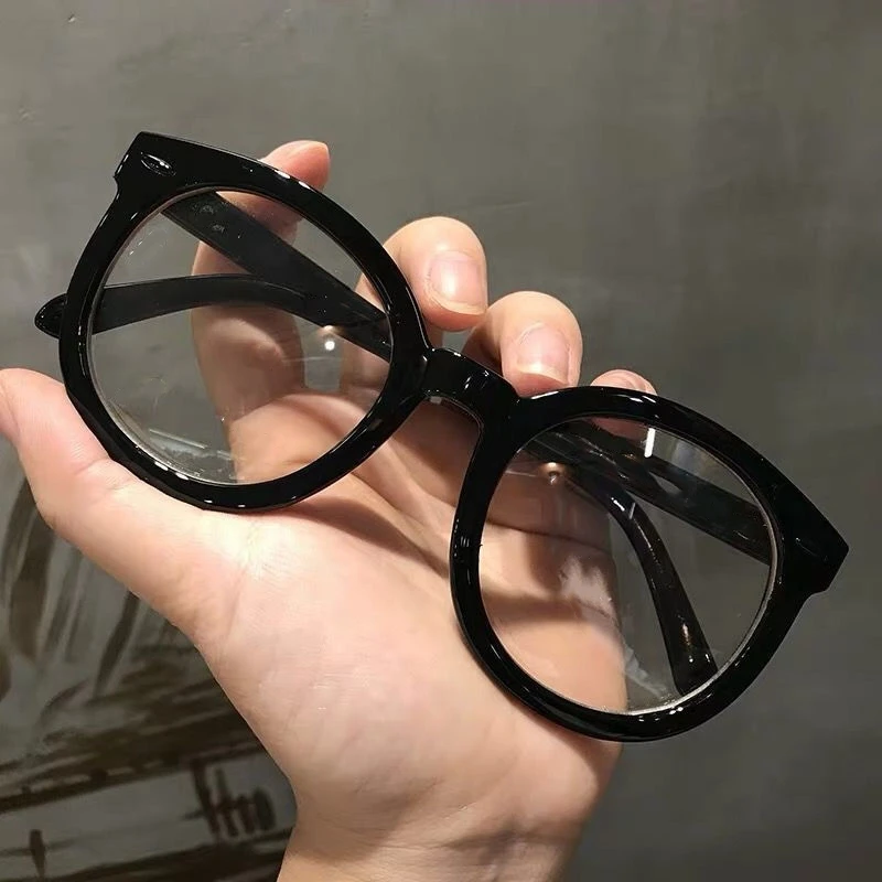 Роскошные очки для близорукости в черной оправе, мужские и женские винтажные очки по рецепту, Классические очки с круглым вырезом большого размера