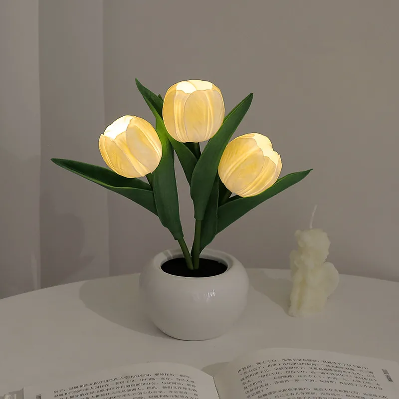 Светодиодная настольная лампа в виде Тюльпана, имитирующая цветы, настольная лампа в виде Подсолнухов, Декоративная настольная лампа, ночник для ресторана, Свадебный подарок для отеля