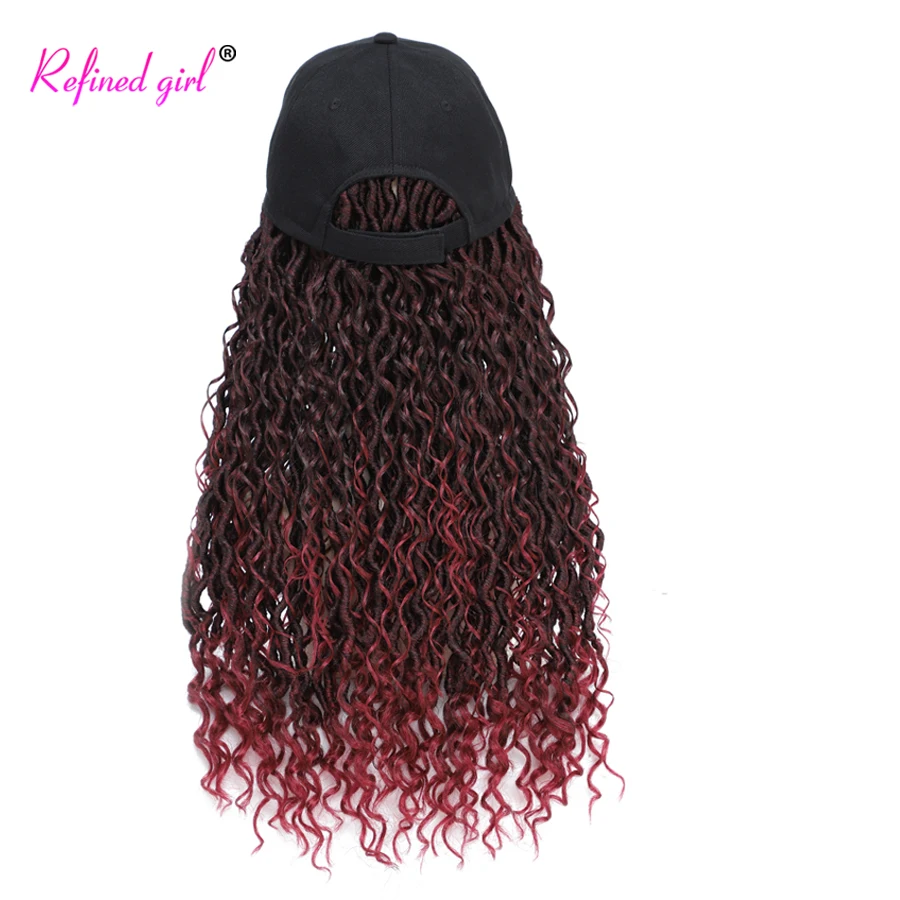 Синтетический плетеный парик, Шляпа с вьющимися концами, Наращивание волос, Омбре, бейсболка Goddess River Locs, Парики для Чернокожих женщин